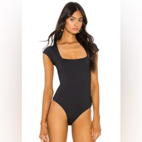 Free People Women's Square Eyes Bodysuit in Black Size Small - Picture 2 of 9